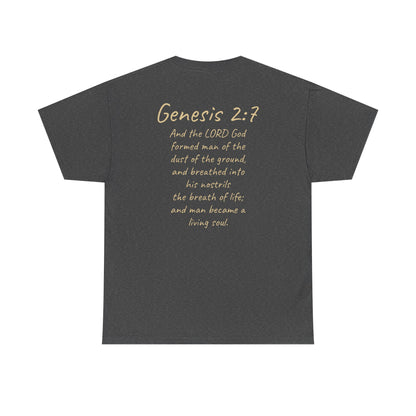 Formed from the Dust | Men’s Christian T-Shirt with Genesis 2:7 (Light Lettering)
