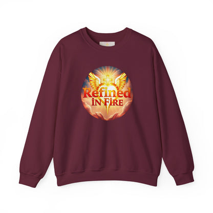 Men’s “Refined in Fire” Christian Sweatshirt – Bold Flame Design Pullover