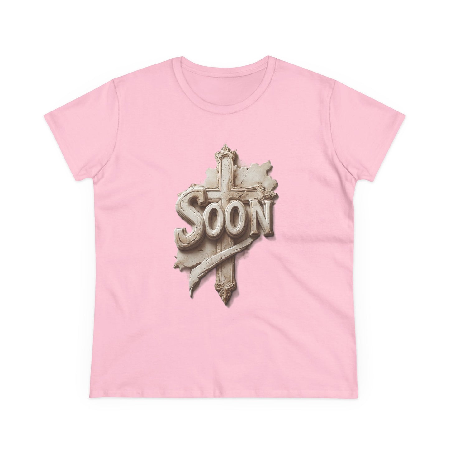 “Soon” Cross Women’s Christian Tee – Bold Faith Made Beautiful