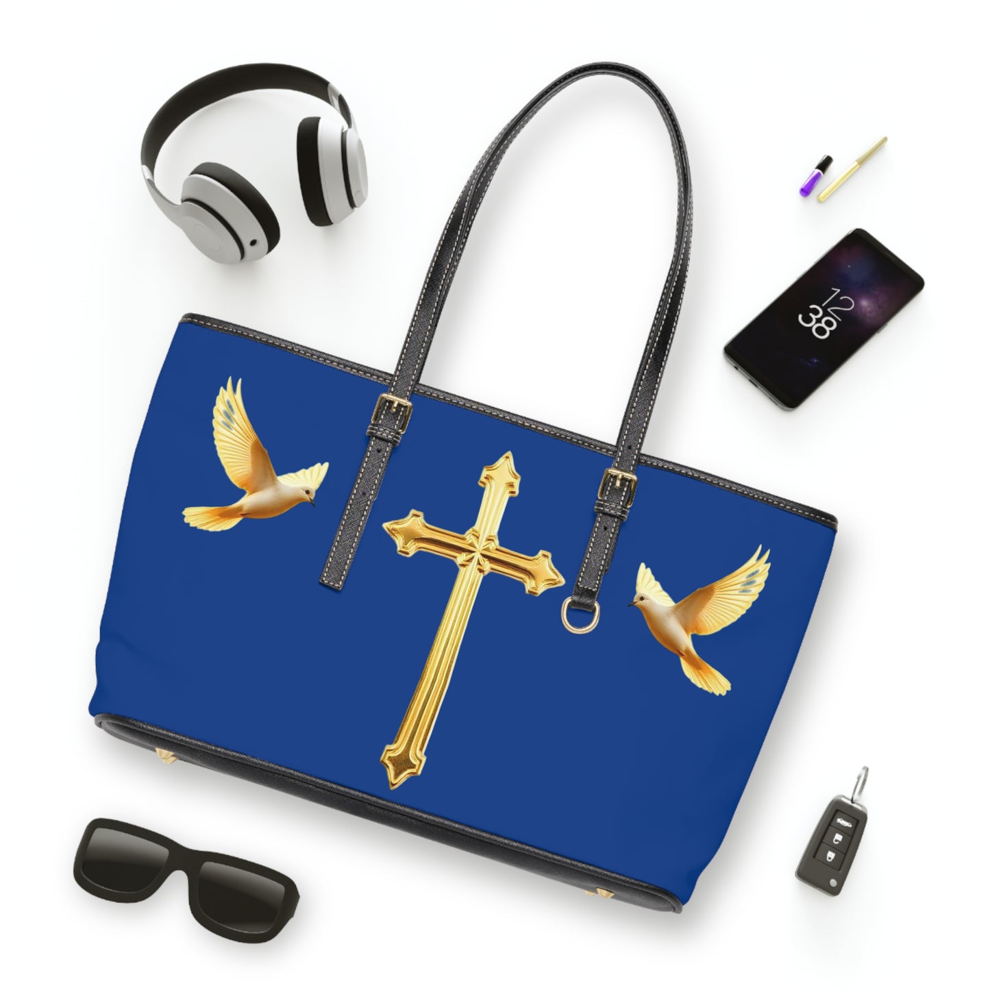 Faith, Peace, and Renewal Shoulder Bag in Blue