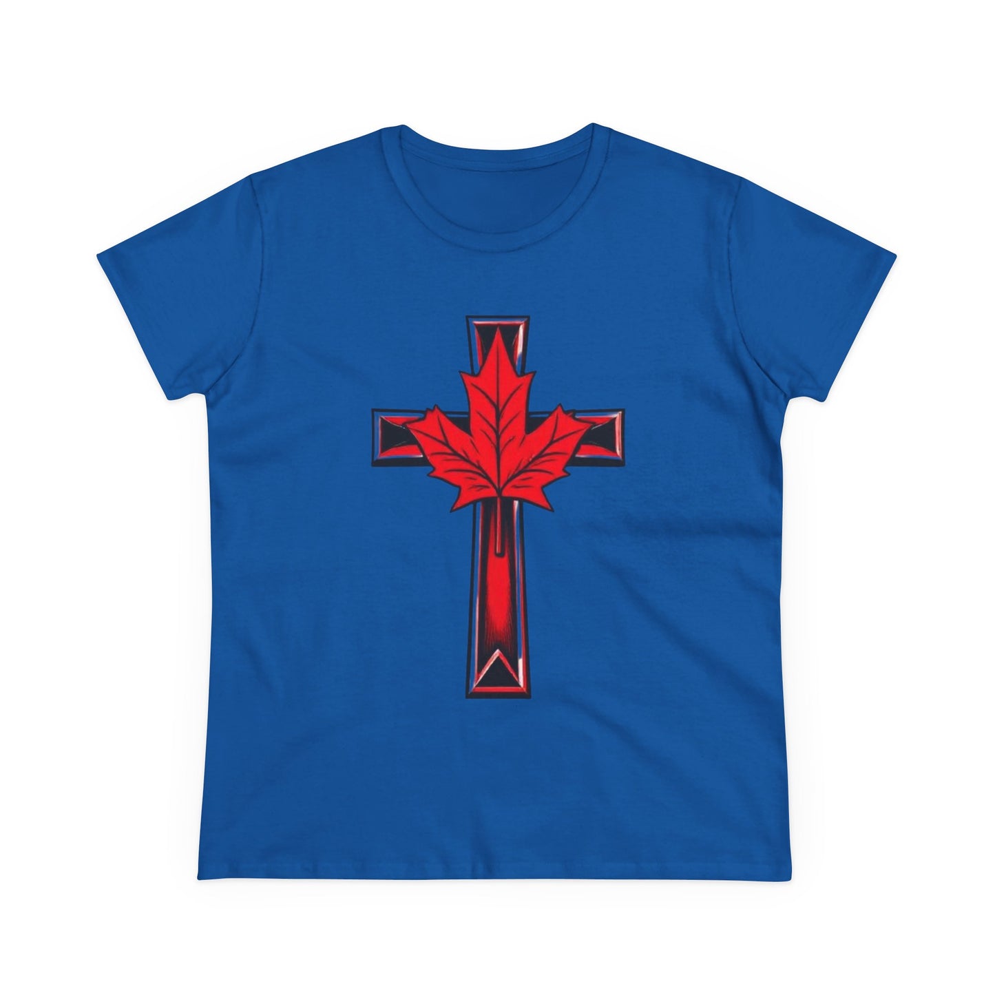 Faith & Flag – Women’s Tee with Maple Leaf Cross
