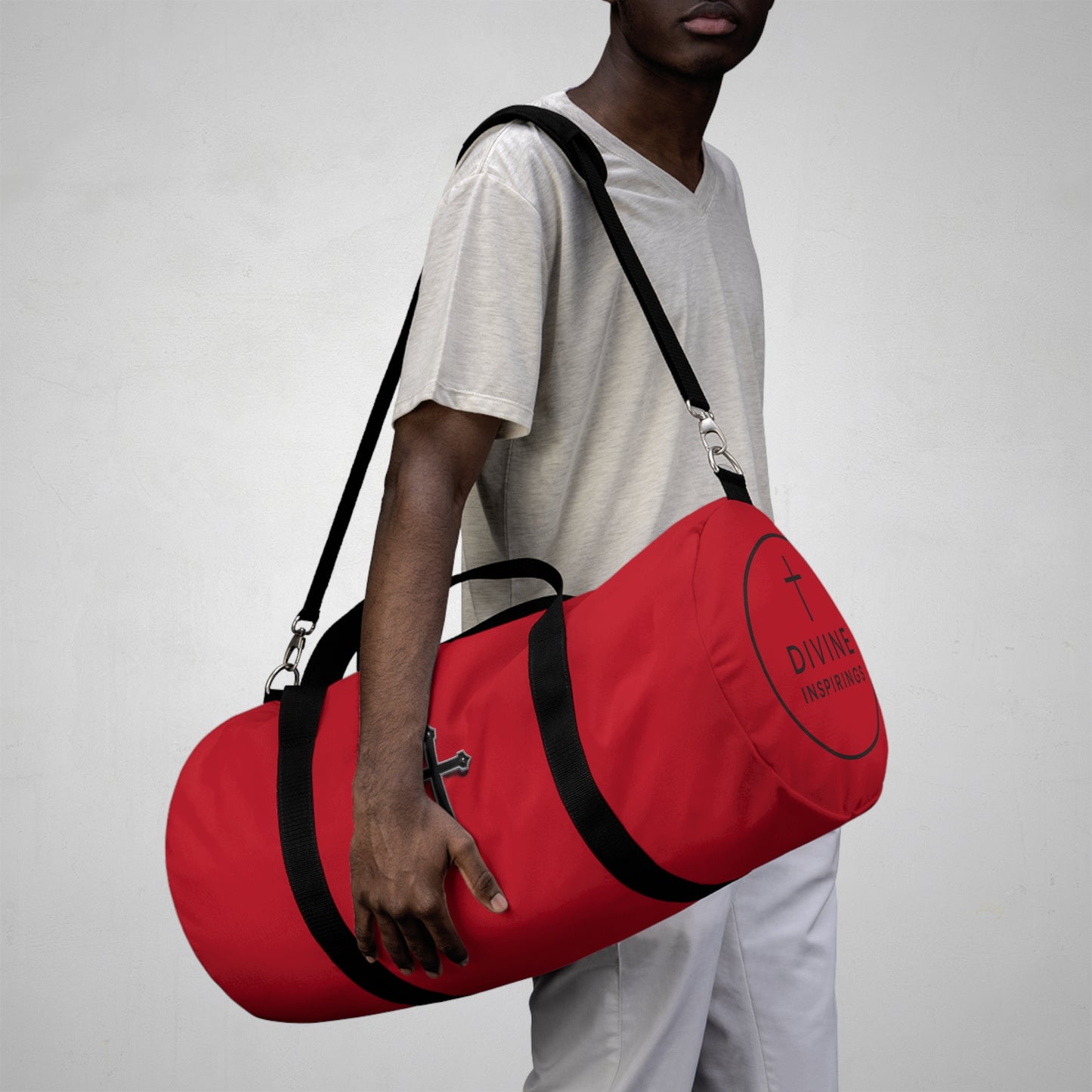 Divine Strength Duffle Bag in Red – Carry the Cross with Purpose
