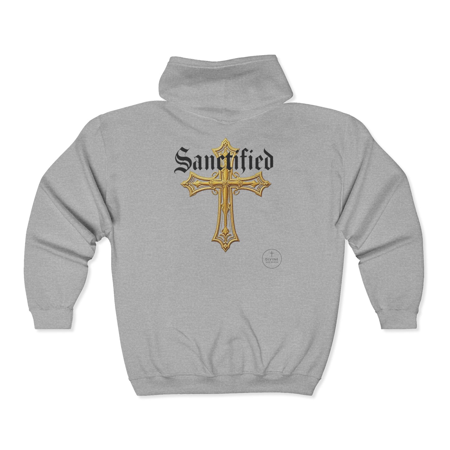 Sanctified Men's Gothic Cross Zip-Up Hoodie – Faith in Comfort