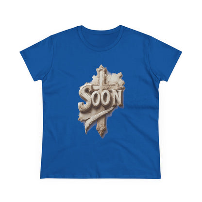 “Soon” Cross Women’s Christian Tee – Bold Faith Made Beautiful