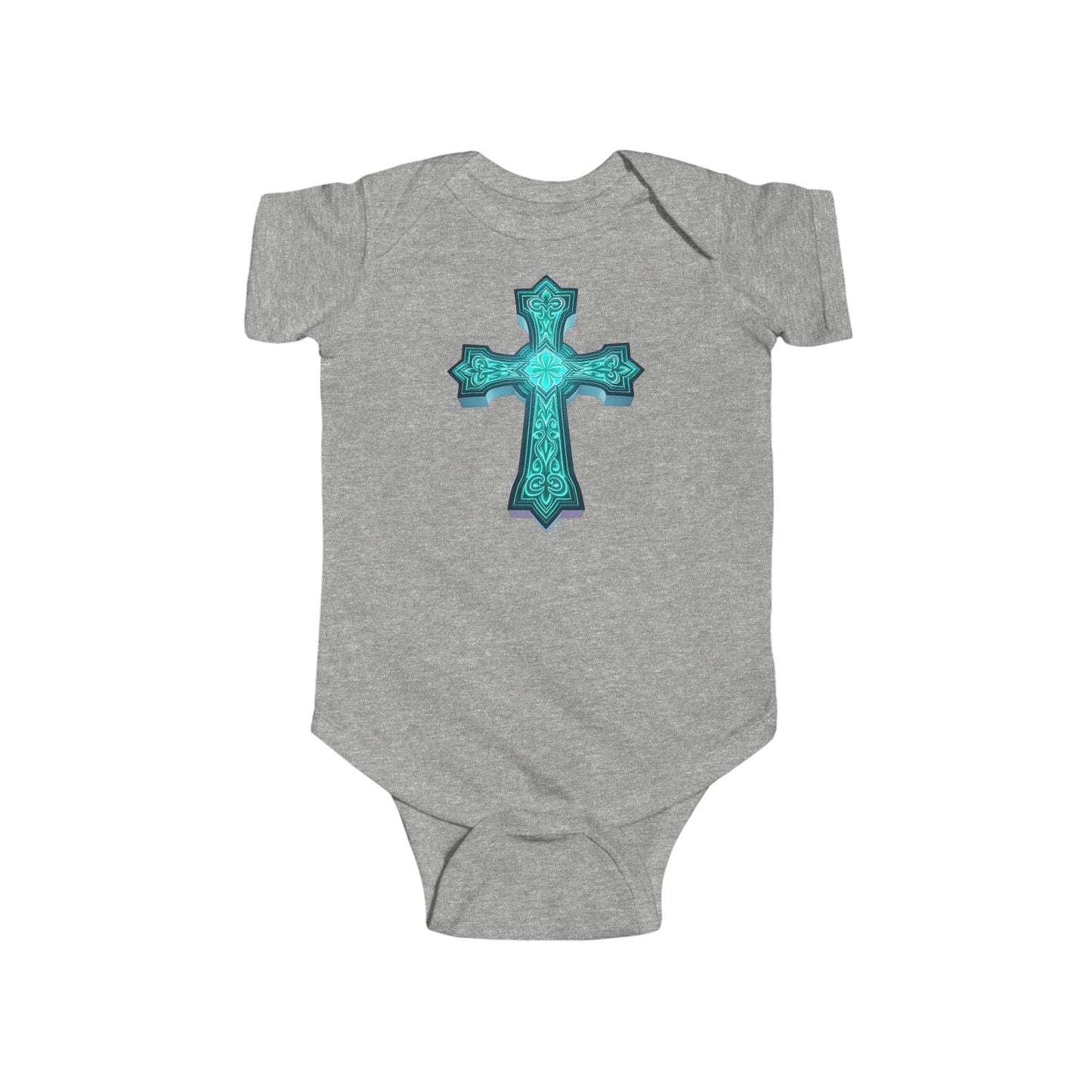 Heavenly Glow – Infant Short Sleeve Onesie with Radiant Cross