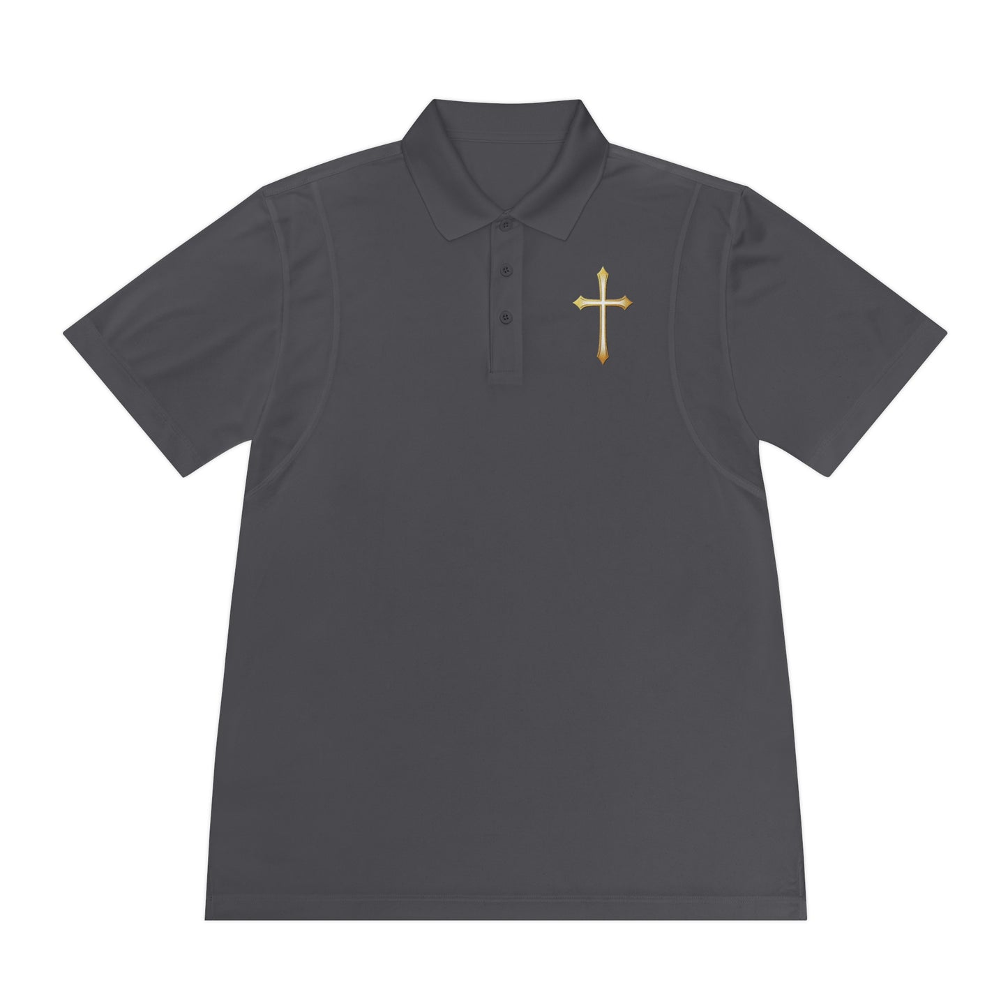 Men’s Modern Gold Cross Polo Shirt – Sleek Faith-Inspired Design