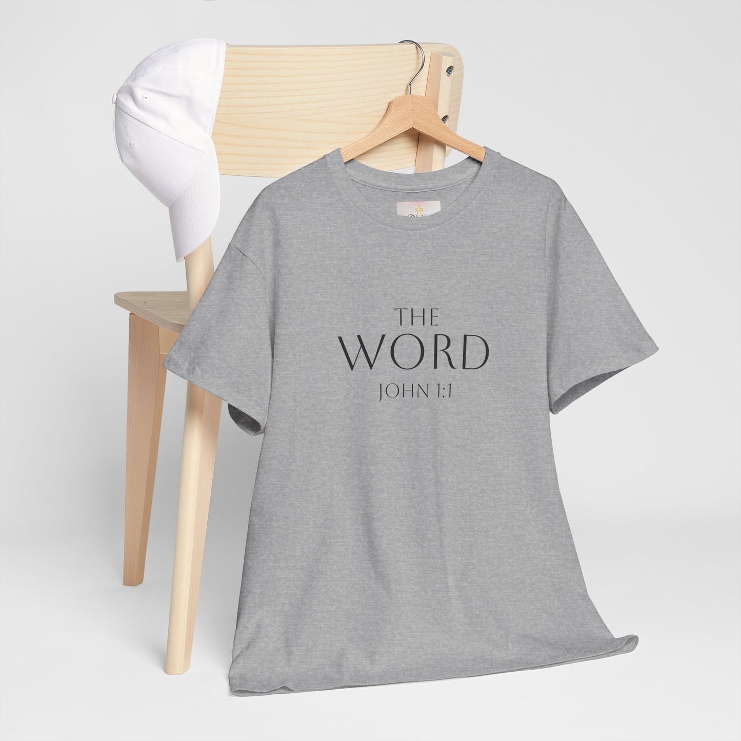 “The Word Eternal” – Men’s Christian Tee with Bold Dark Lettering (John 1:1)