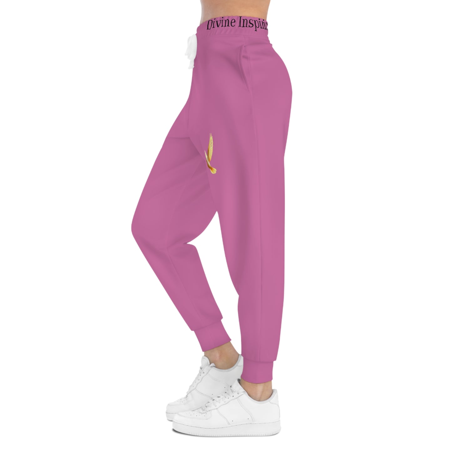 Peaceful Spirit Women's Jogging Pants in Pink with Dove in Flight Design