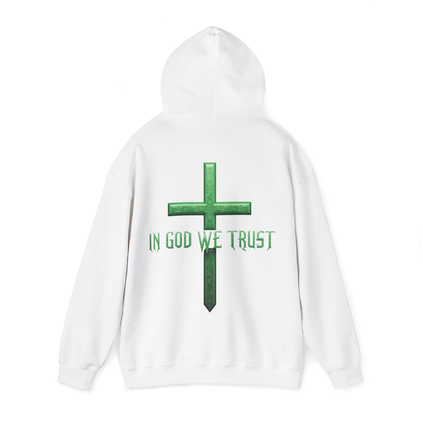 Stand Firm – Men’s Christian Hoodie with “In God We Trust” Cross Design
