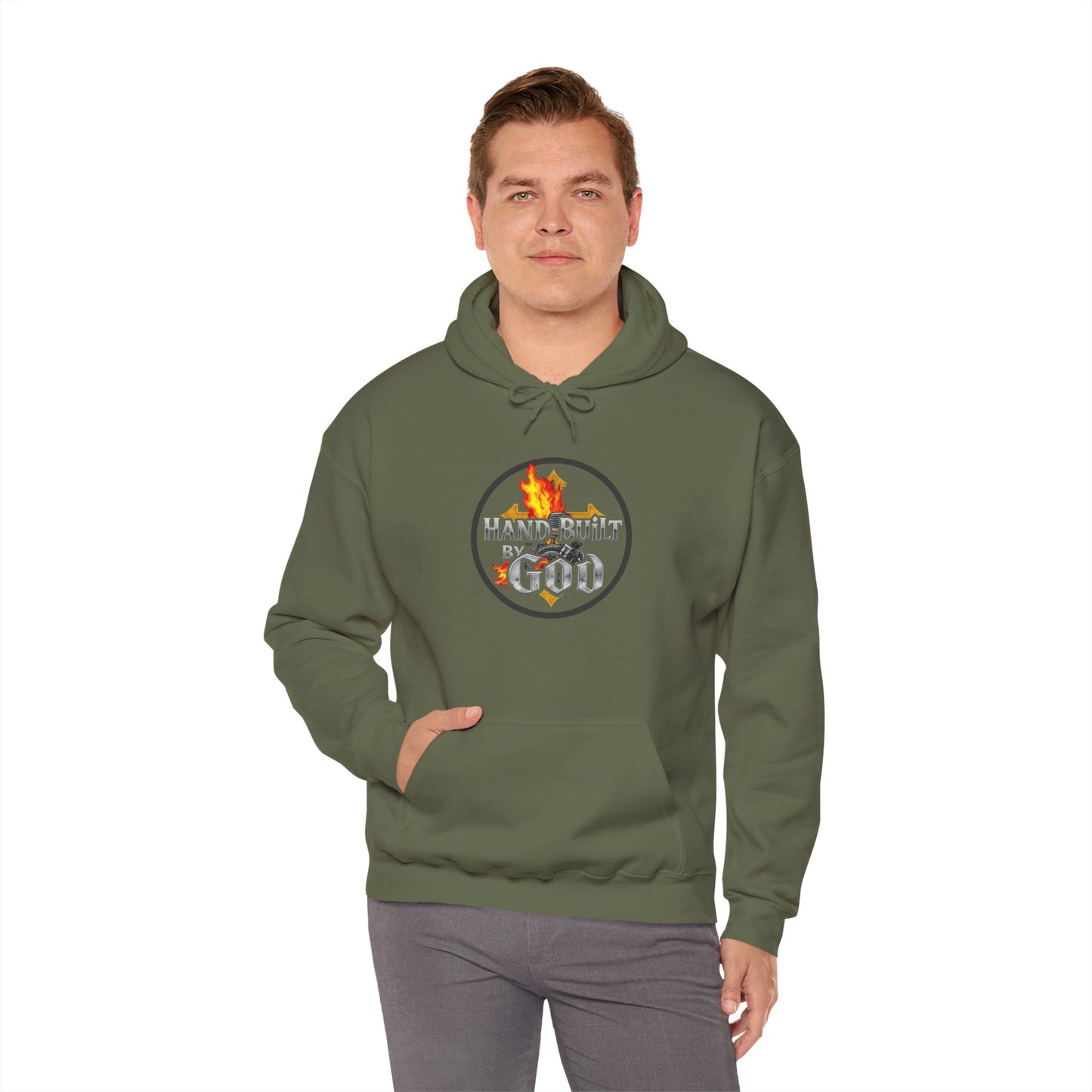 Men’s “Hand Built By God” Christian Hoodie – Bold Faith Identity Pullover