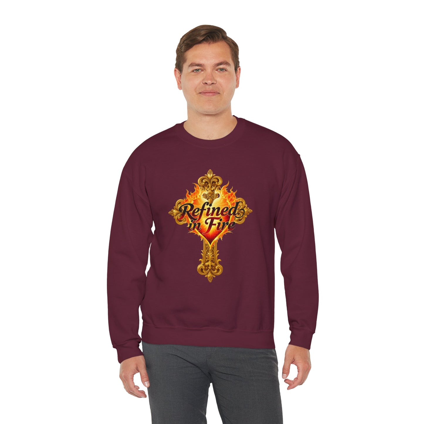 Refined in Fire - Men's Ornate Christian Sweatshirt