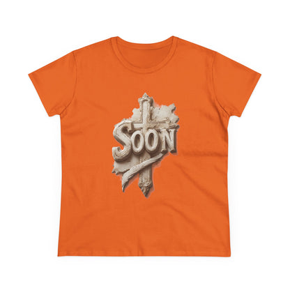 “Soon” Cross Women’s Christian Tee – Bold Faith Made Beautiful