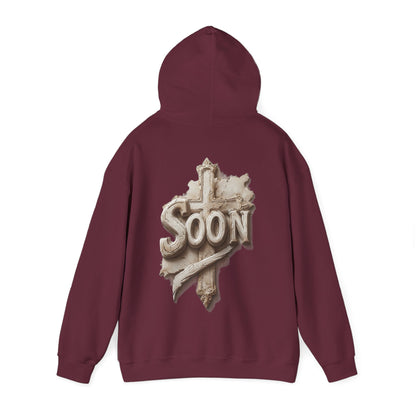 “Soon” Cross Women’s Hoodie – Back Print Christian Declaration