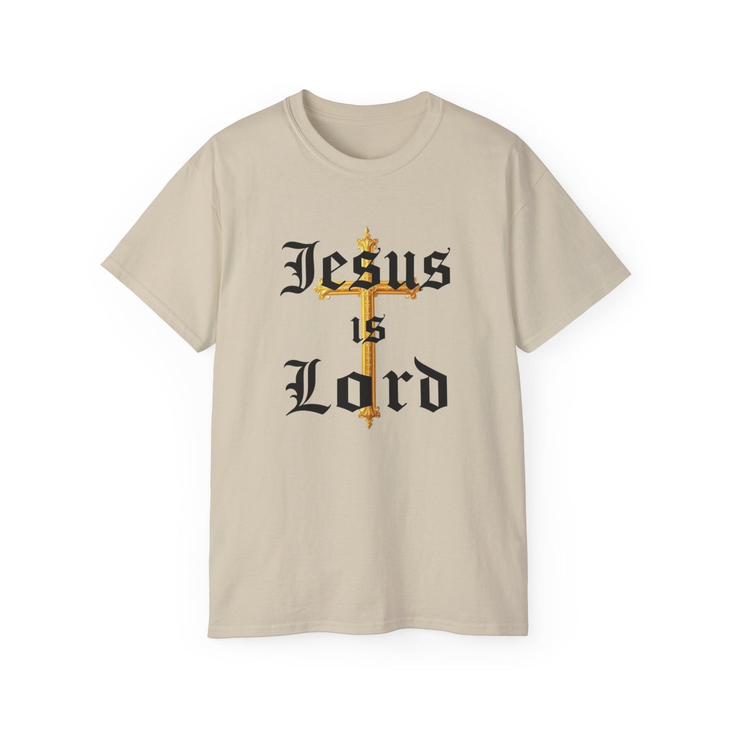Men’s “Jesus is Lord” Christian T-Shirt with Cross – Bold Faith Statement Tee