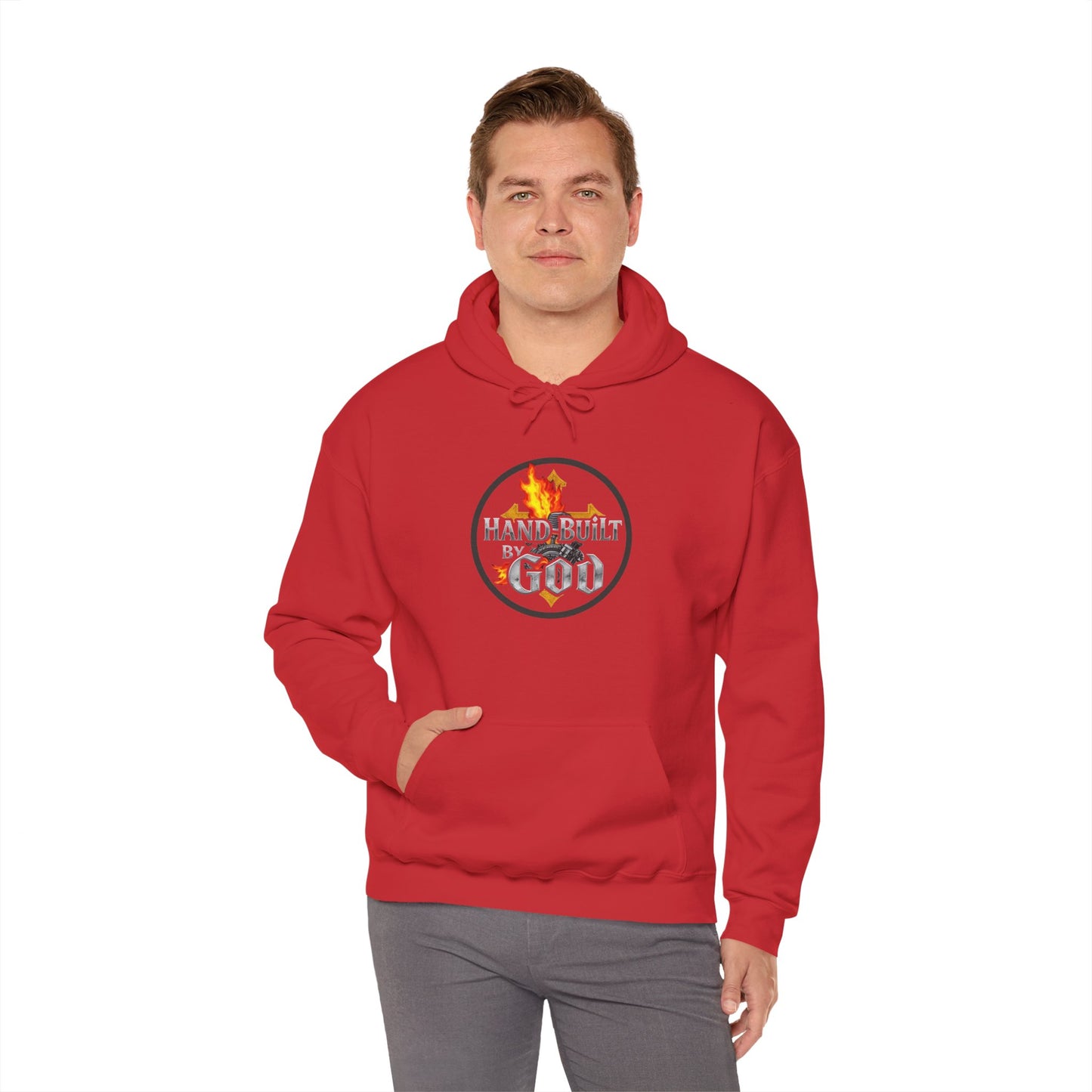 Men’s “Hand Built By God” Christian Hoodie – Bold Faith Identity Pullover