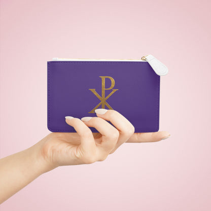 “Divine Seal” | Women’s Mini Clutch in Purple – Gold Chi Rho Elegance