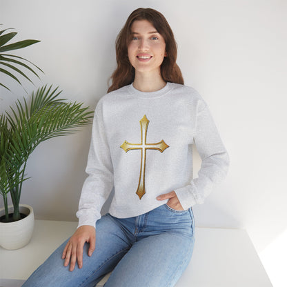 Women’s Gold Cross Sweatshirt – Christian Faith Apparel