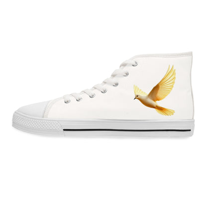 Rise in Grace – Women’s High-Top Canvas Sneakers with Dove Design