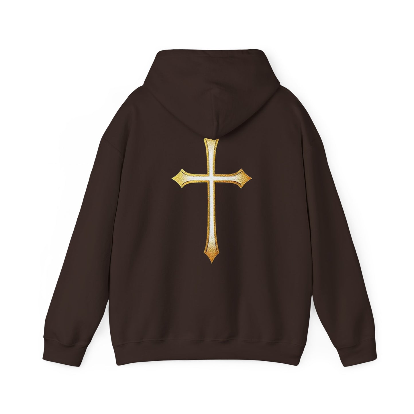 Men’s Gold Cross Hoodie – Bold Christian Faith Hoodie with Front & Back Design