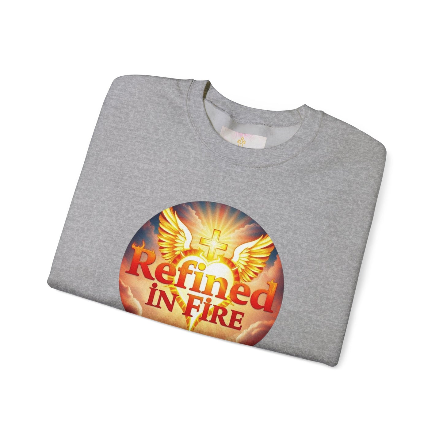 Men’s “Refined in Fire” Christian Sweatshirt – Bold Flame Design Pullover