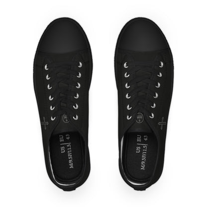 Faithful Stride – Men’s Low-Top Canvas Sneakers in Black with Black Cross