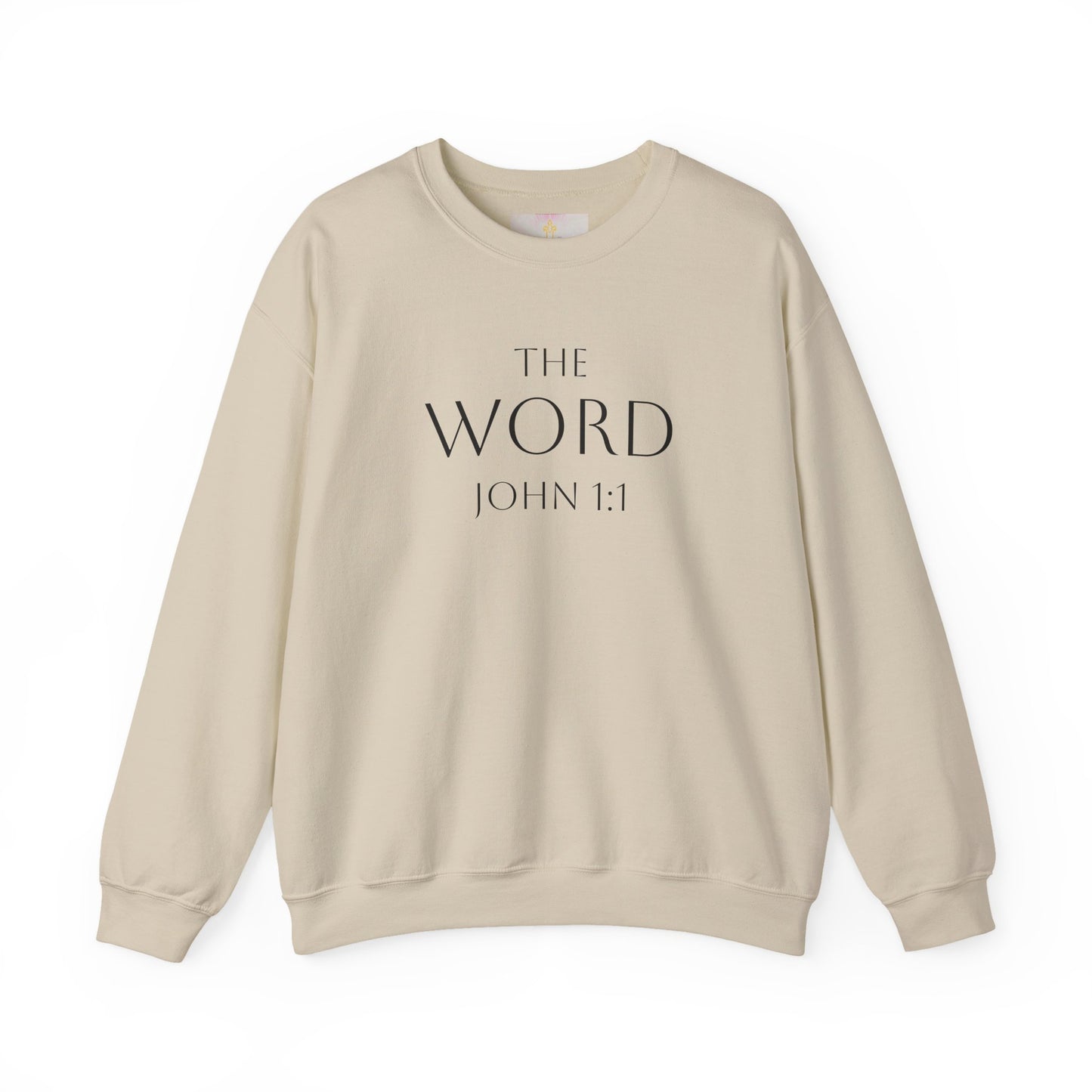 “The Word Eternal” – Men’s Christian Sweatshirt with Bold Dark Lettering (John 1:1)