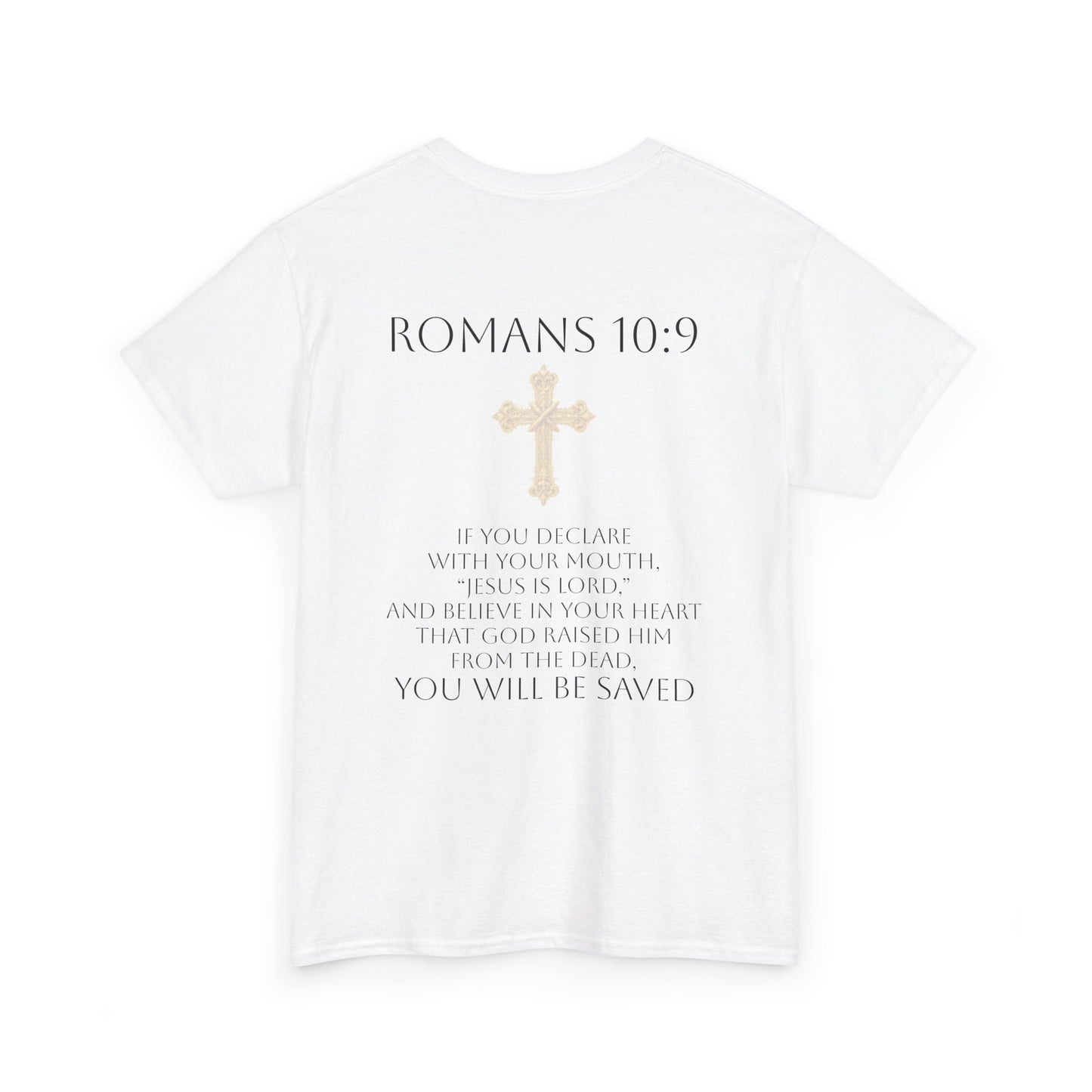 Confess. Believe. Be Saved. – Men’s Jesus Is Lord Tee (Romans 10:9) (White Lettering)
