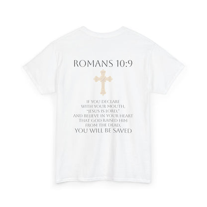 Confess. Believe. Be Saved. – Men’s Jesus Is Lord Tee (Romans 10:9) (White Lettering)