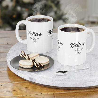 “Believe” Ceramic Mug – Prayer Hands Design