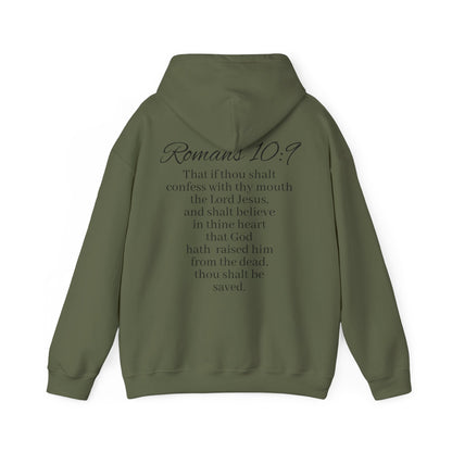 Women’s Believe Christian Hoodie – Praying Hands & Romans 10:9