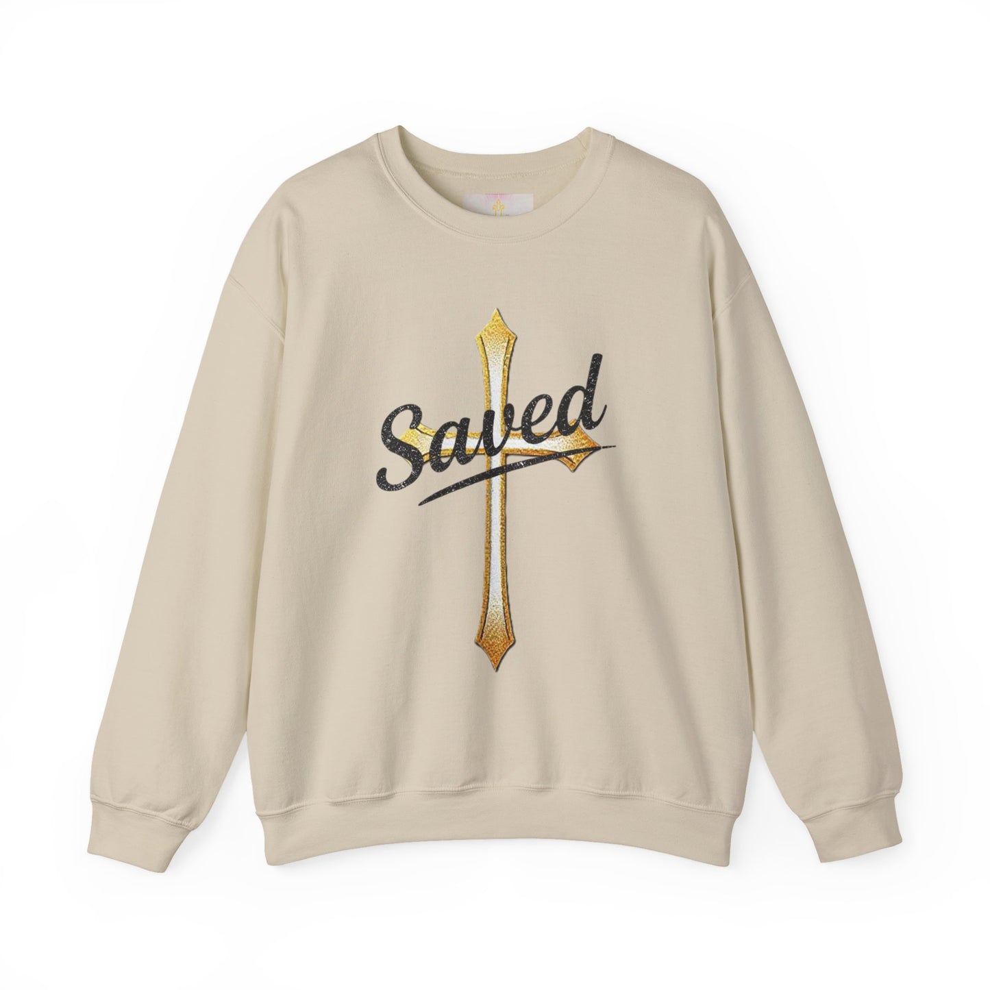 Saved Men's Sweatshirt – Christian Faith Apparel with Cross Design