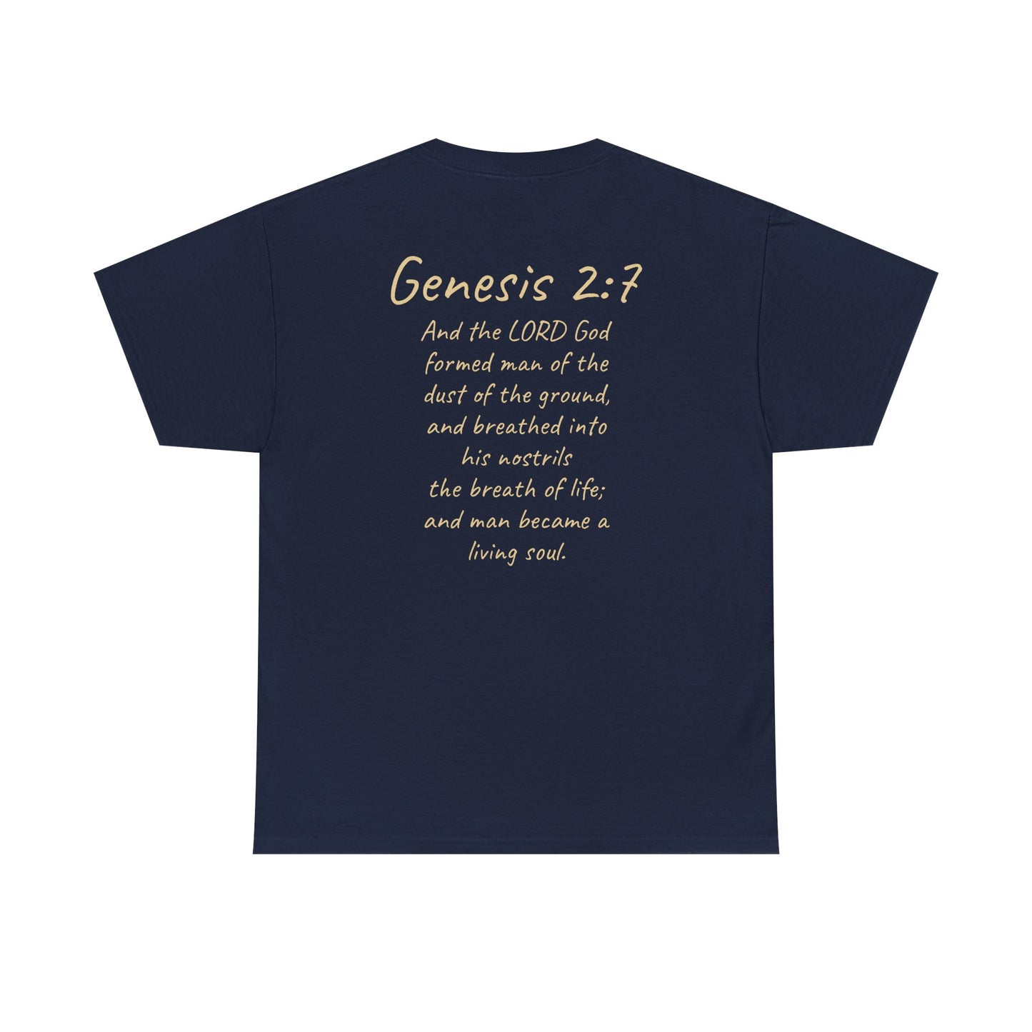 Formed from the Dust | Men’s Christian T-Shirt with Genesis 2:7 (Light Lettering)