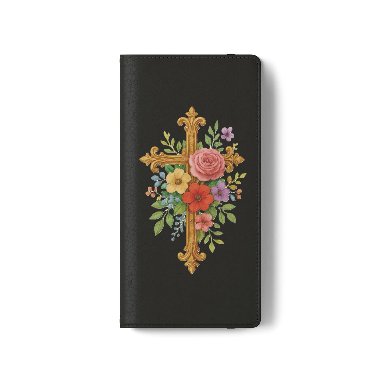 Floral Cross Wallet (black) Case for Samsung– Faith in Bloom