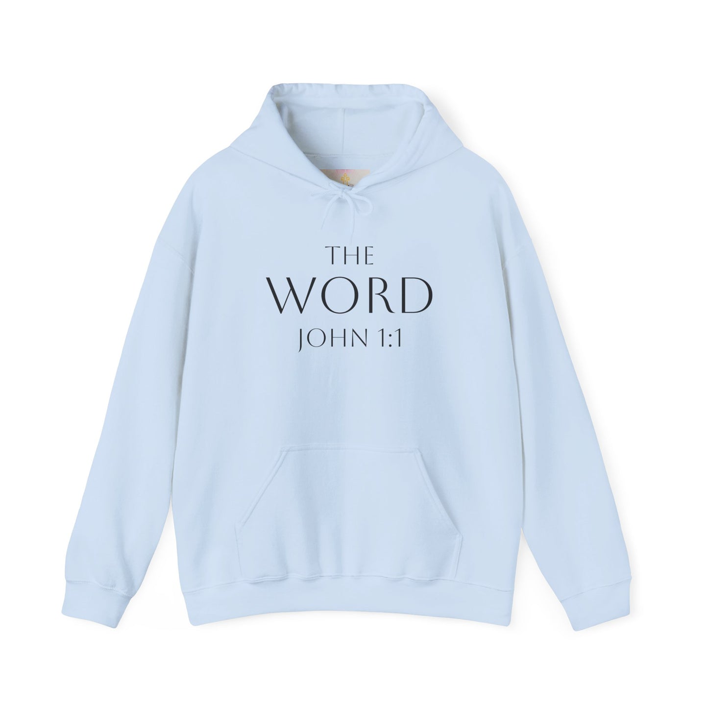 “The Word Eternal” – Men’s Christian Hoodie with Bold Dark Lettering (John 1:1)