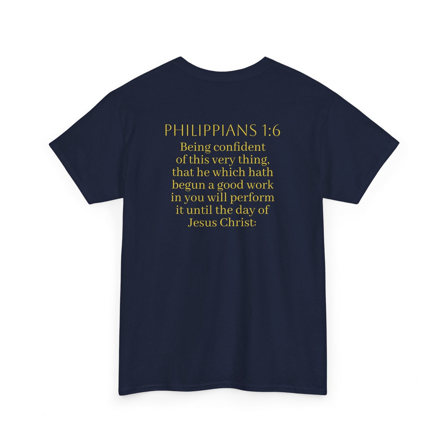Becoming Men’s Faith Tee – Philippians 1:6 Edition (Light Lettering)