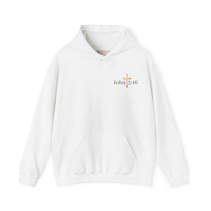 Saved Men’s Hoodie – Christian Faith Hoodie with Cross & John 3:16