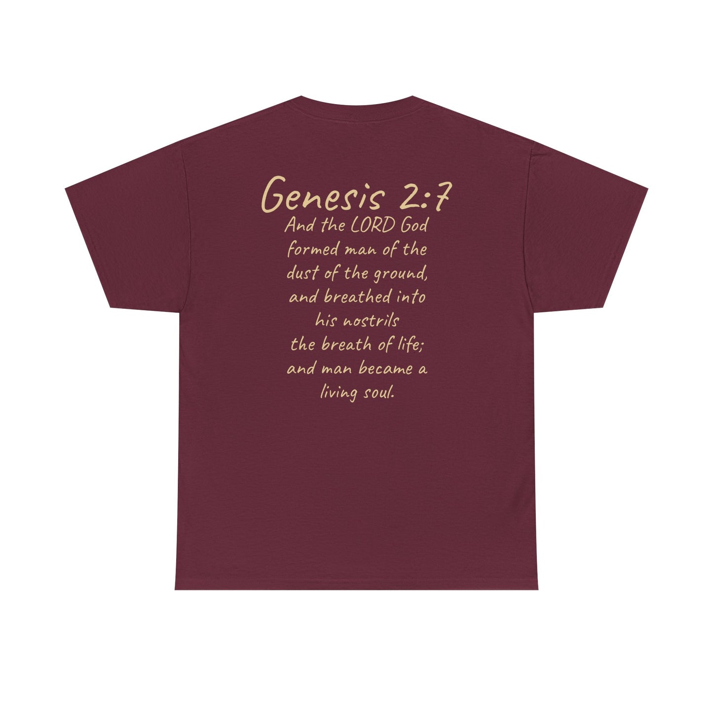 Formed from the Dust | Men’s Christian T-Shirt with Genesis 2:7 (Light Lettering)