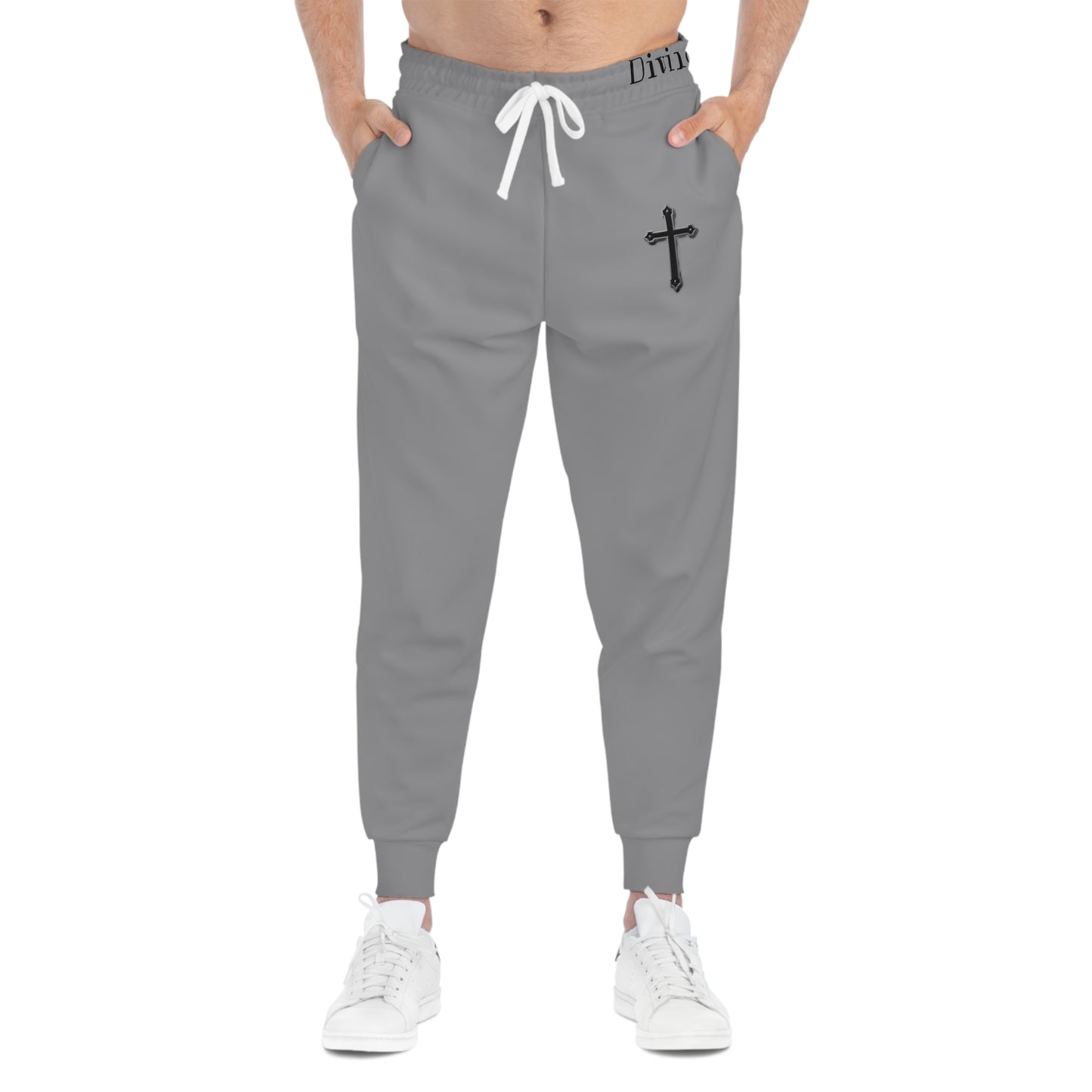 Men’s Black Cross Jogger Pants in Grey – Faith-Inspired Comfort & Everyday Style