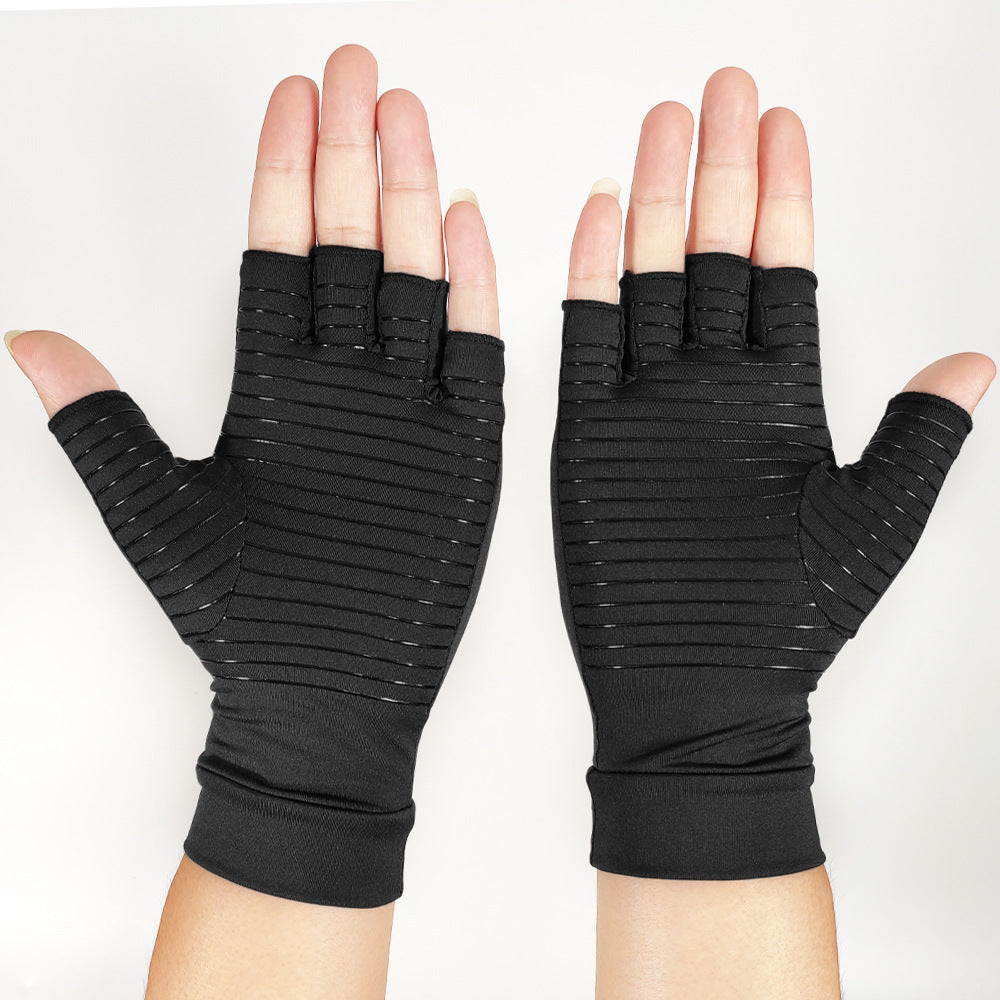 Black compression gloves on a white background