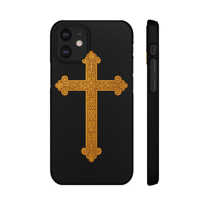 Black iPhone Snap Case – Gold Cross Design