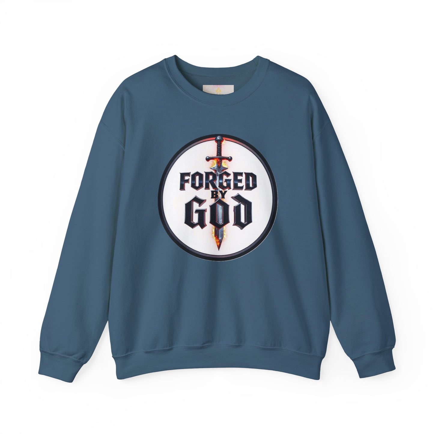 Forged by God Men’s Christian Sweatshirt – Bold Faith Apparel