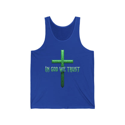 In God We Trust | Women’s Faith Tank – Bold Belief in Emerald Strength