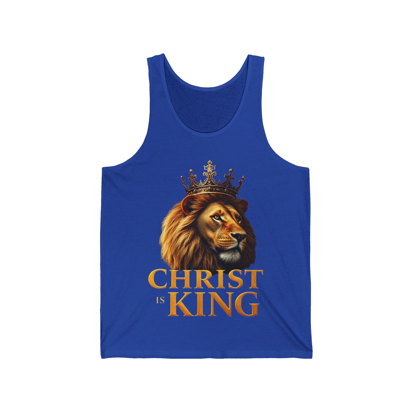 Christ is King – Men’s Christian Tank Top with Lion & Cross Design