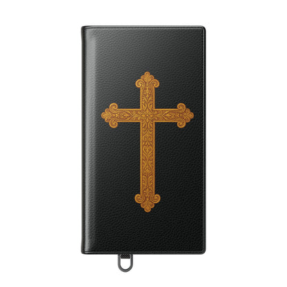 Black with Gold Cross & 1 Corinthians 1:18 - Samsung Flip/Wallet Phone Case