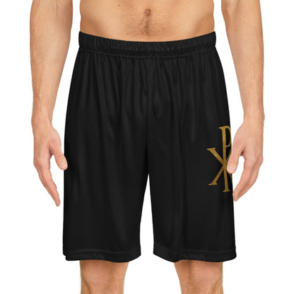 Men’s Chi Rho Basketball Shorts in Black – Faith-Inspired Performance & Comfort