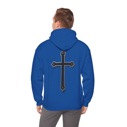 Warrior’s Black Cross Men’s Hoodie – Front & Back Christian Apparel | Ephesians 6:11