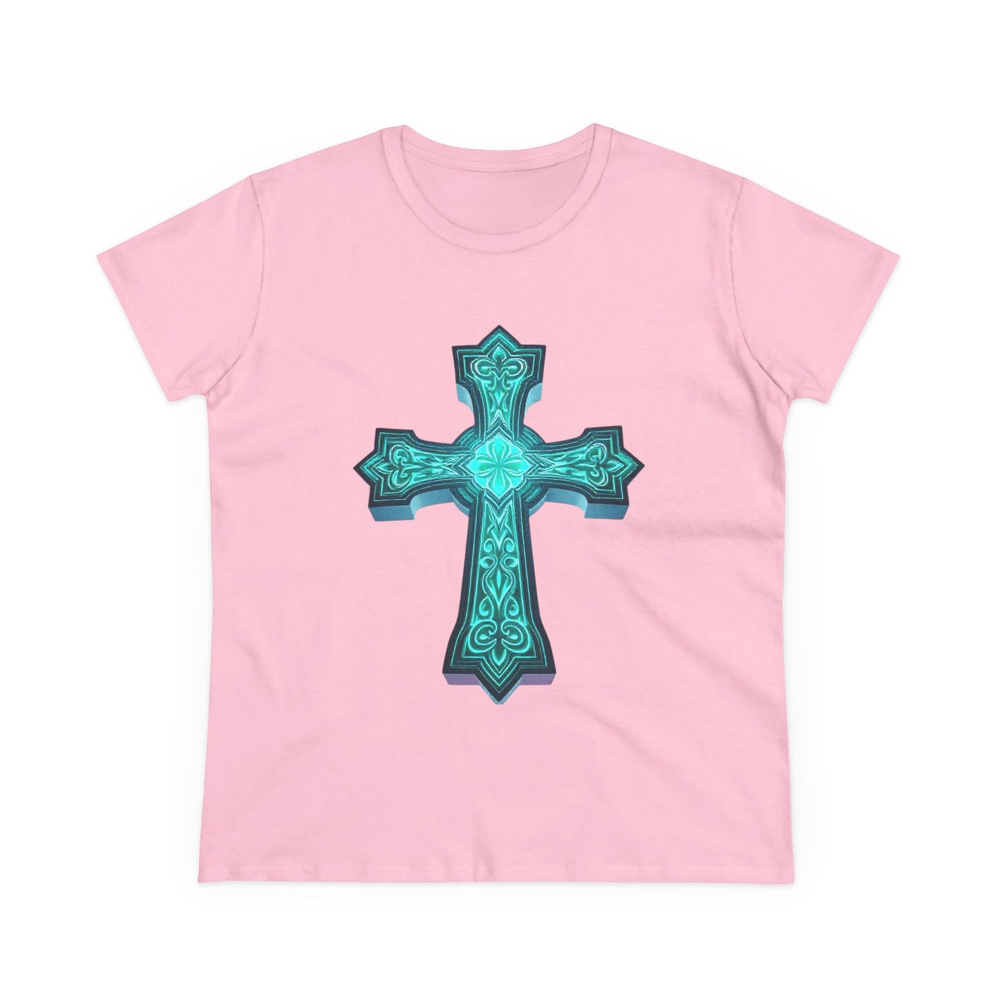 Women’s Light Within Fitted Tee – Luminous Cross Design