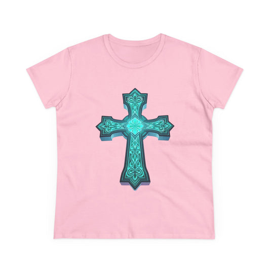 Women’s Light Within Fitted Tee – Luminous Cross Design