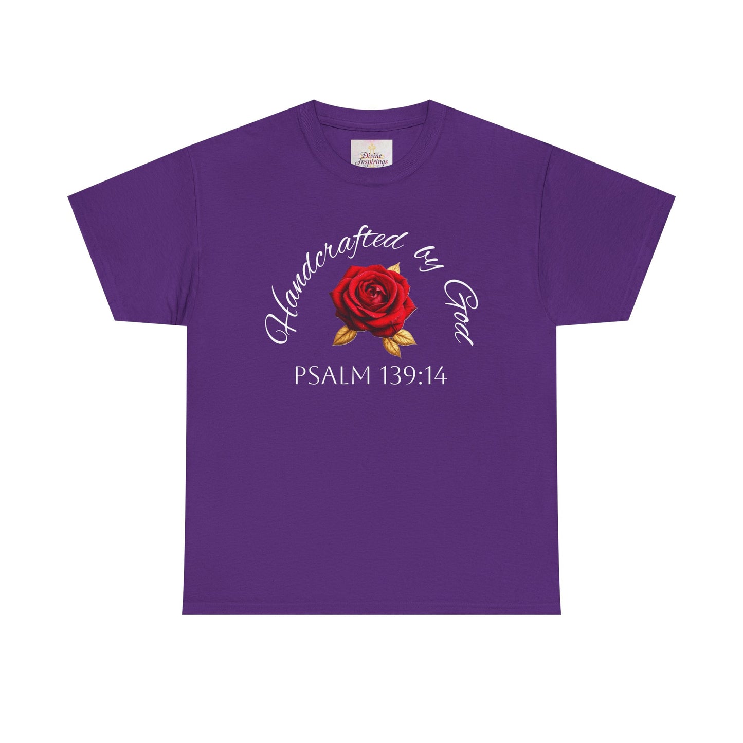 Handcrafted by God (Rose) - Woman's Christian T-Shirt (White Lettering)