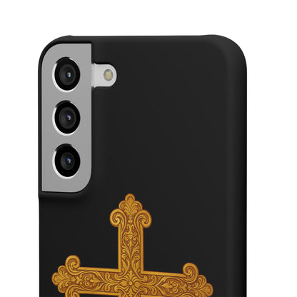 Black Samsung Snap Case – Gold Cross Design